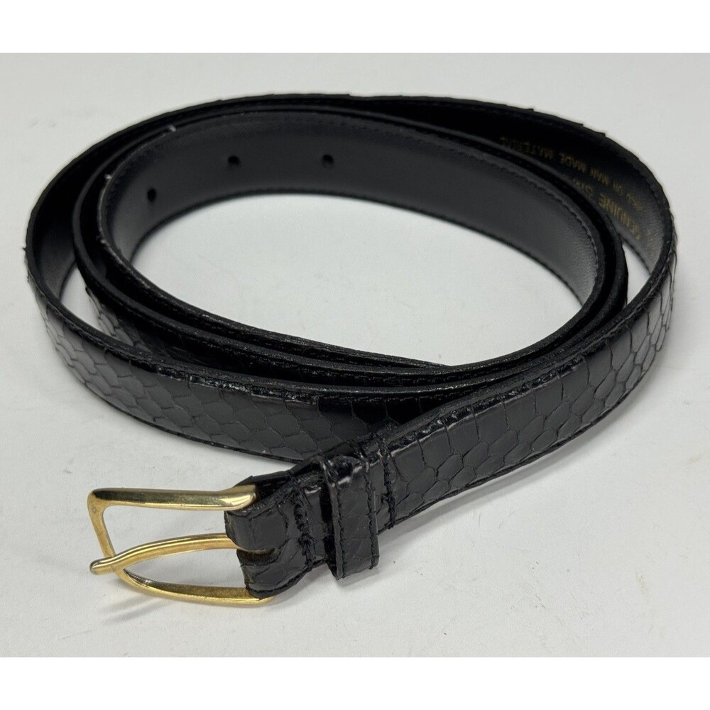 VTG H044001 Genuine Snake Skin & Black Faux Leather Belt 40/100 Taiwan ROC